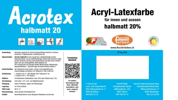 Acrotex Acryl-Latexfarbe halbmatt 20%