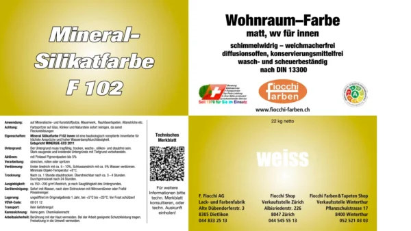 Mineral–Silikatfarbe F102 Wohnraumfarbe